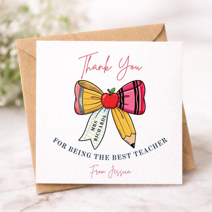 Personalised Teacher Thank You Card