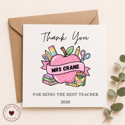 Personalised Teacher Thank You Card