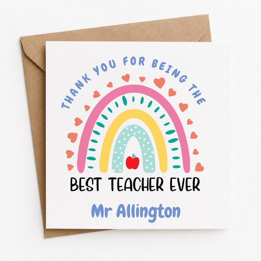 Rainbow Teacher Thank You Card