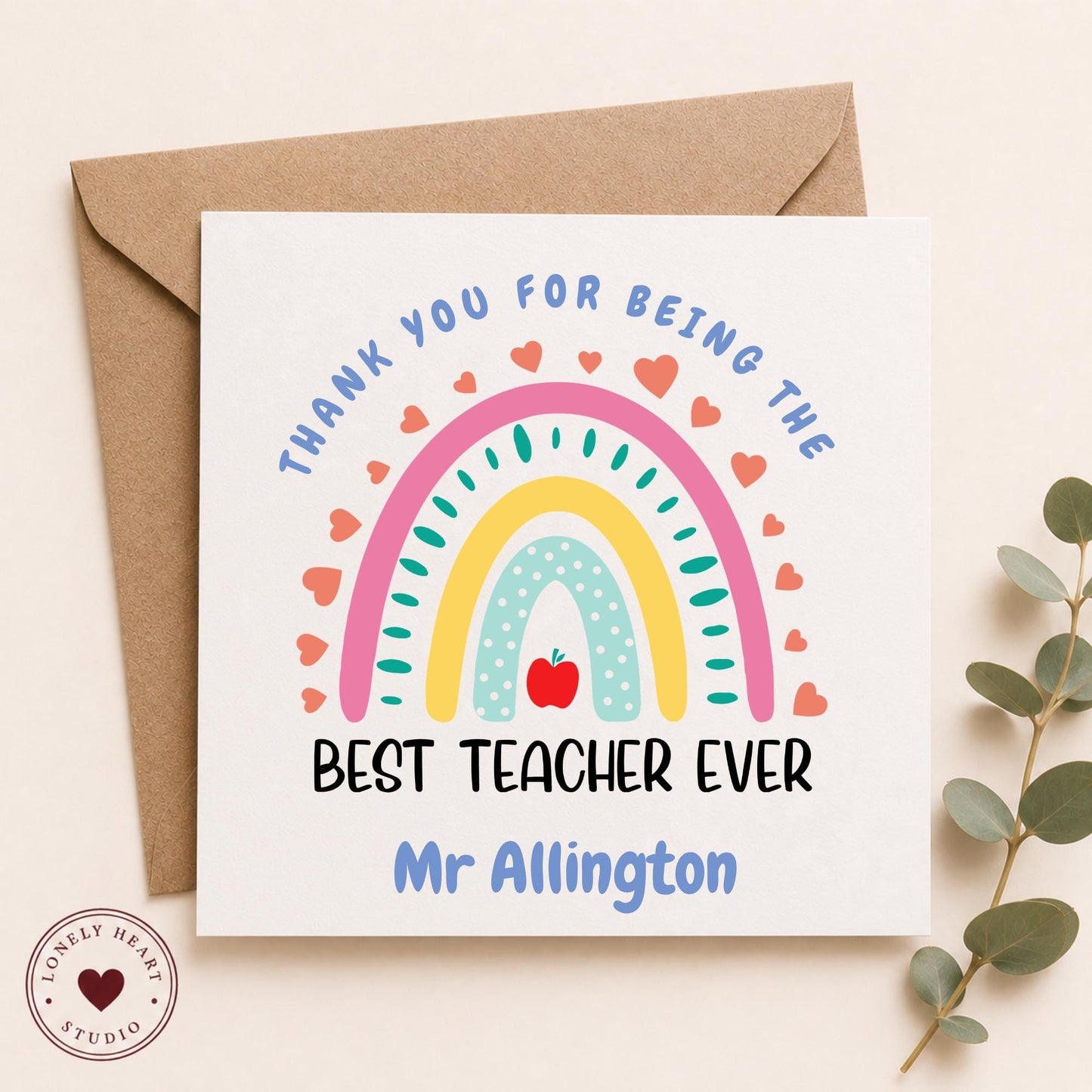 Rainbow Teacher Thank You Card