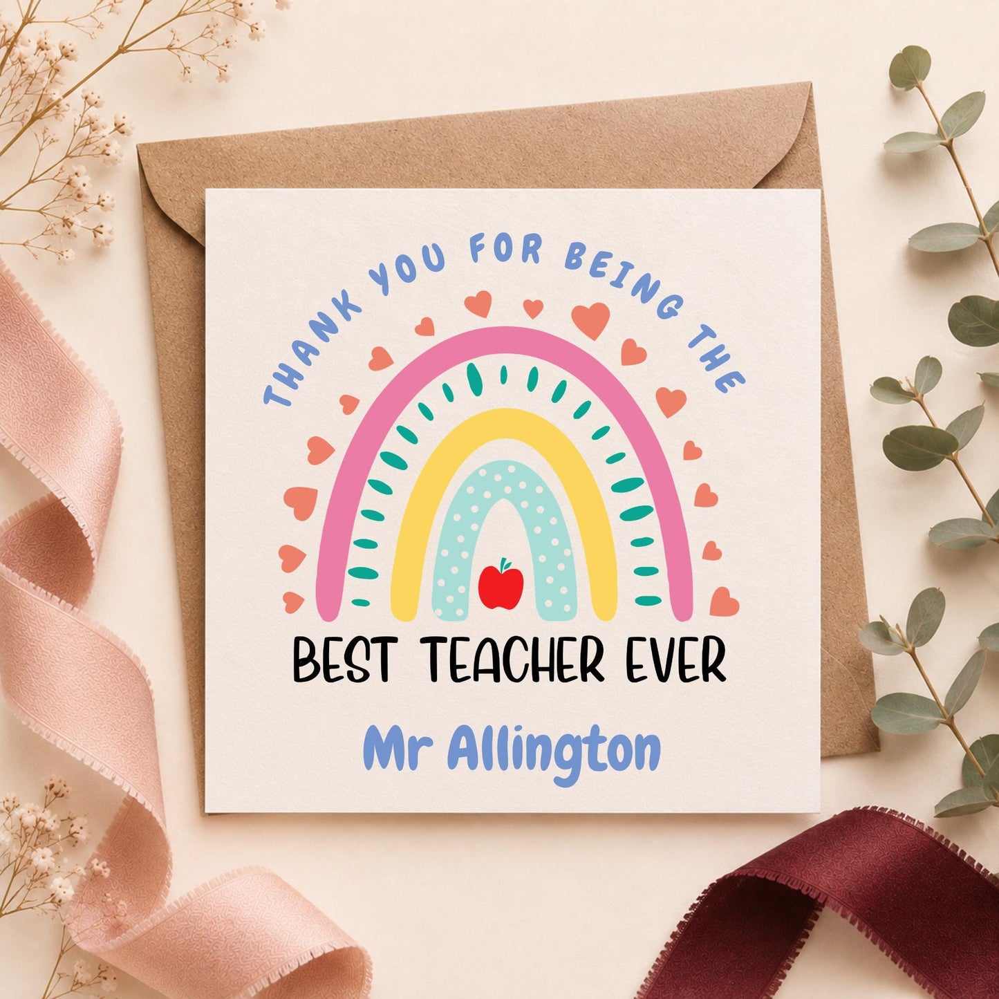 Rainbow Teacher Thank You Card
