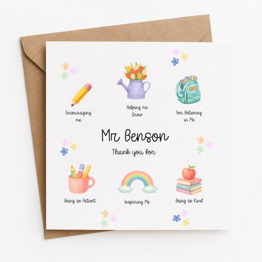 Personalised Teacher Appreciation Card