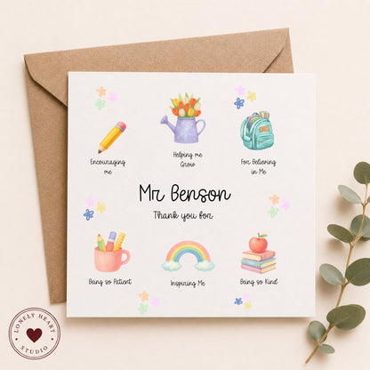 Personalised Teacher Appreciation Card