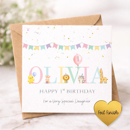 Personalised 1st 2nd 3rd 4th 5th Foiled Birthday Card for Daughter