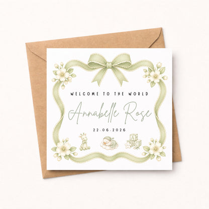 Personalised New Baby Card For Welcoming A New Baby Boy Or Girl
