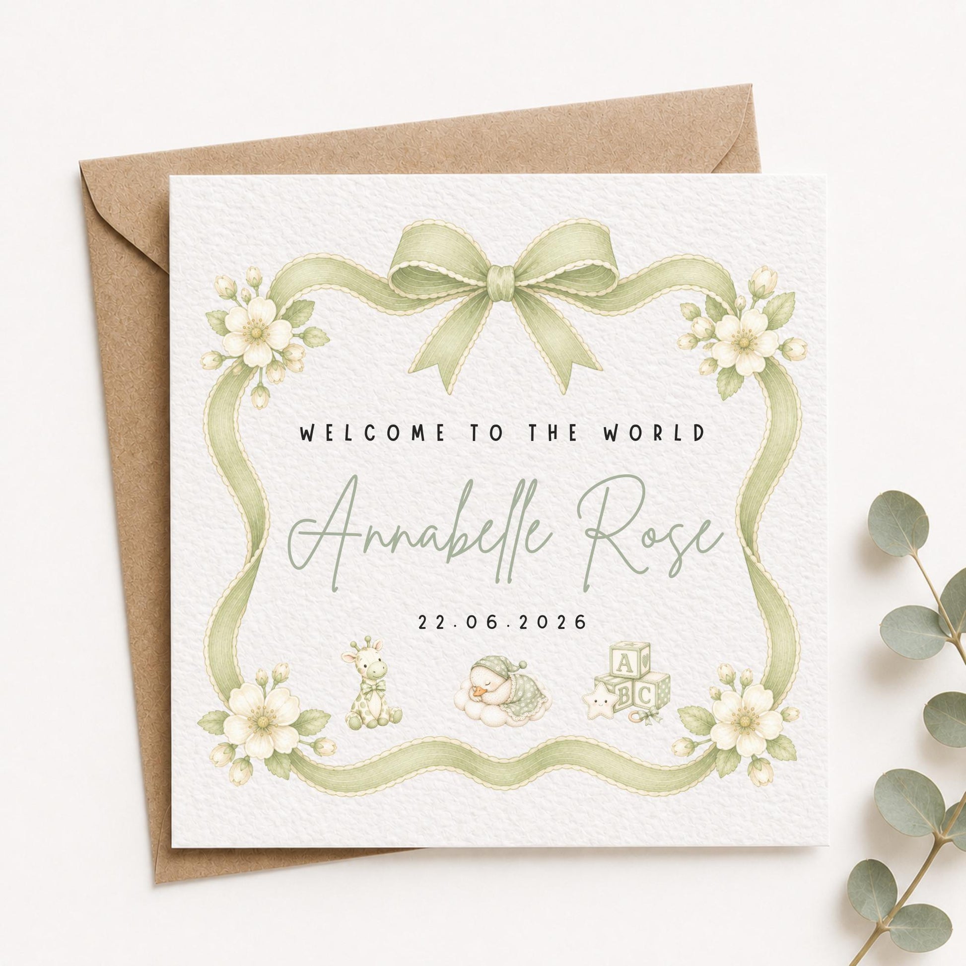 Personalised New Baby Card For Welcoming A New Baby Boy Or Girl