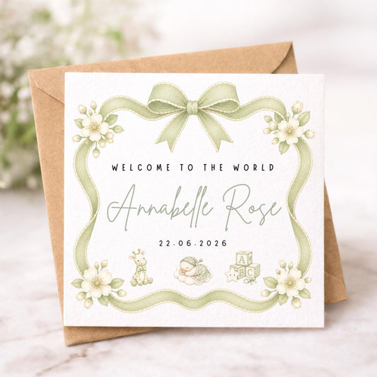 Personalised New Baby Card For Welcoming A New Baby Boy Or Girl