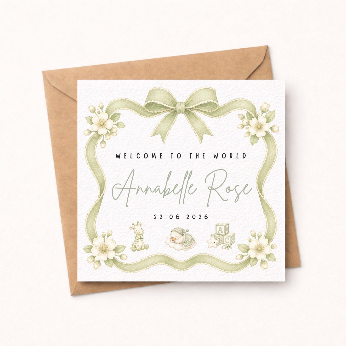 Personalised New Baby Card For Welcoming A New Baby Boy Or Girl