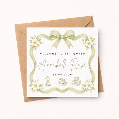 Personalised New Baby Card For Welcoming A New Baby Boy Or Girl