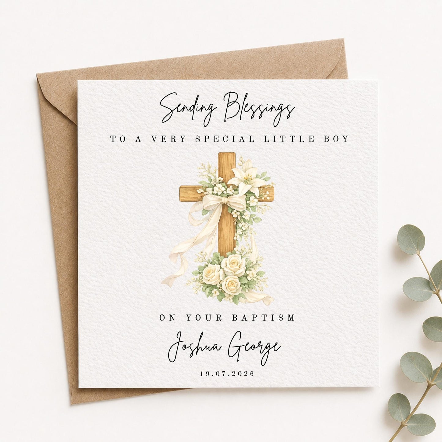 Baptism Card for him or her, Christening card for Special Godson or Goddaughter Neutral Religious Card