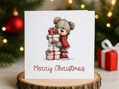 Cute Teddy Bear Christmas Cards Set of 6