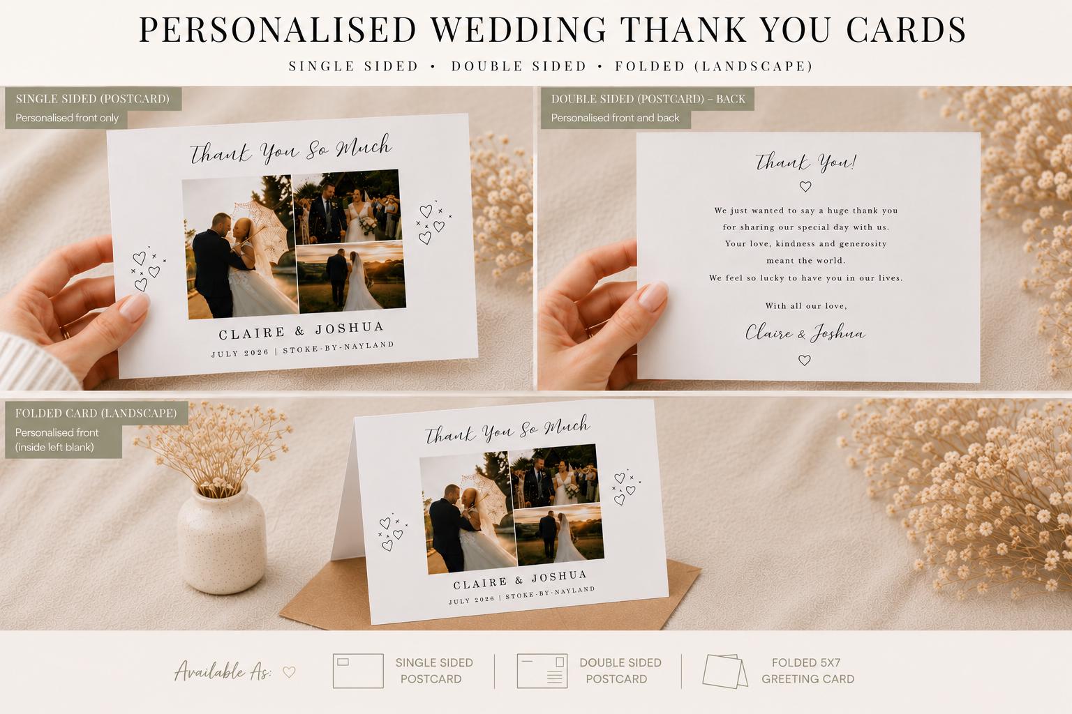 Personalised Wedding Thank You Cards
