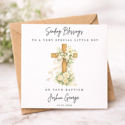 Baptism Card for him or her, Christening card for Special Godson or Goddaughter Neutral Religious Card