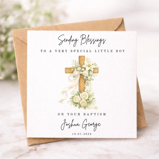 Baptism Card for him or her, Christening card for Special Godson or Goddaughter Neutral Religious Card