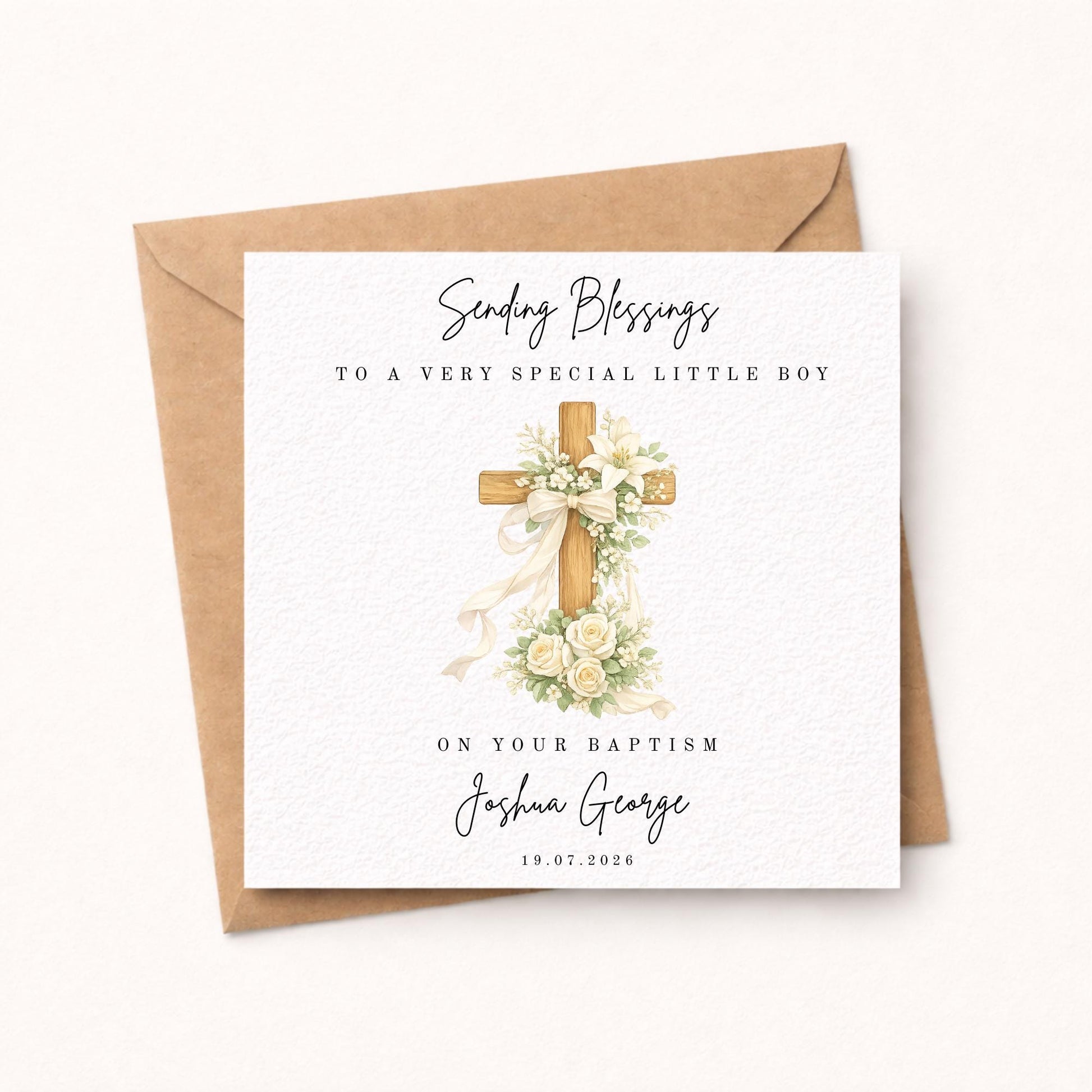 Baptism Card for him or her, Christening card for Special Godson or Goddaughter Neutral Religious Card