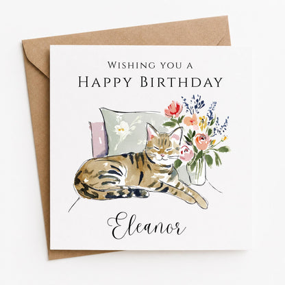 Personalised Cat Foiled Birthday Card