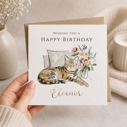 Personalised Cat Foiled Birthday Card