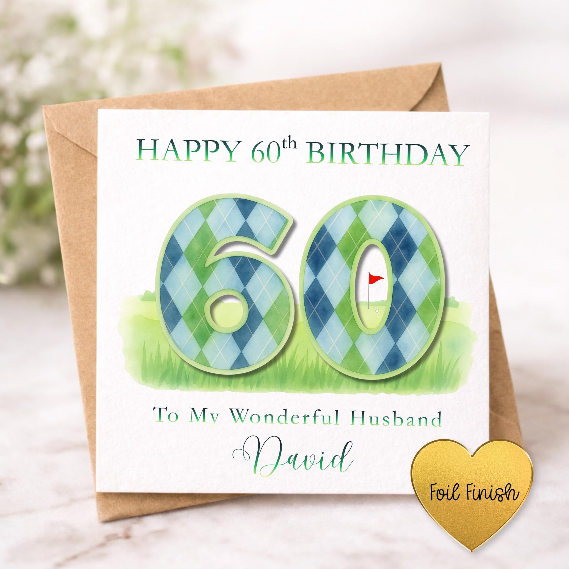 Personalised Golf Foiled Luxury Birthday Card