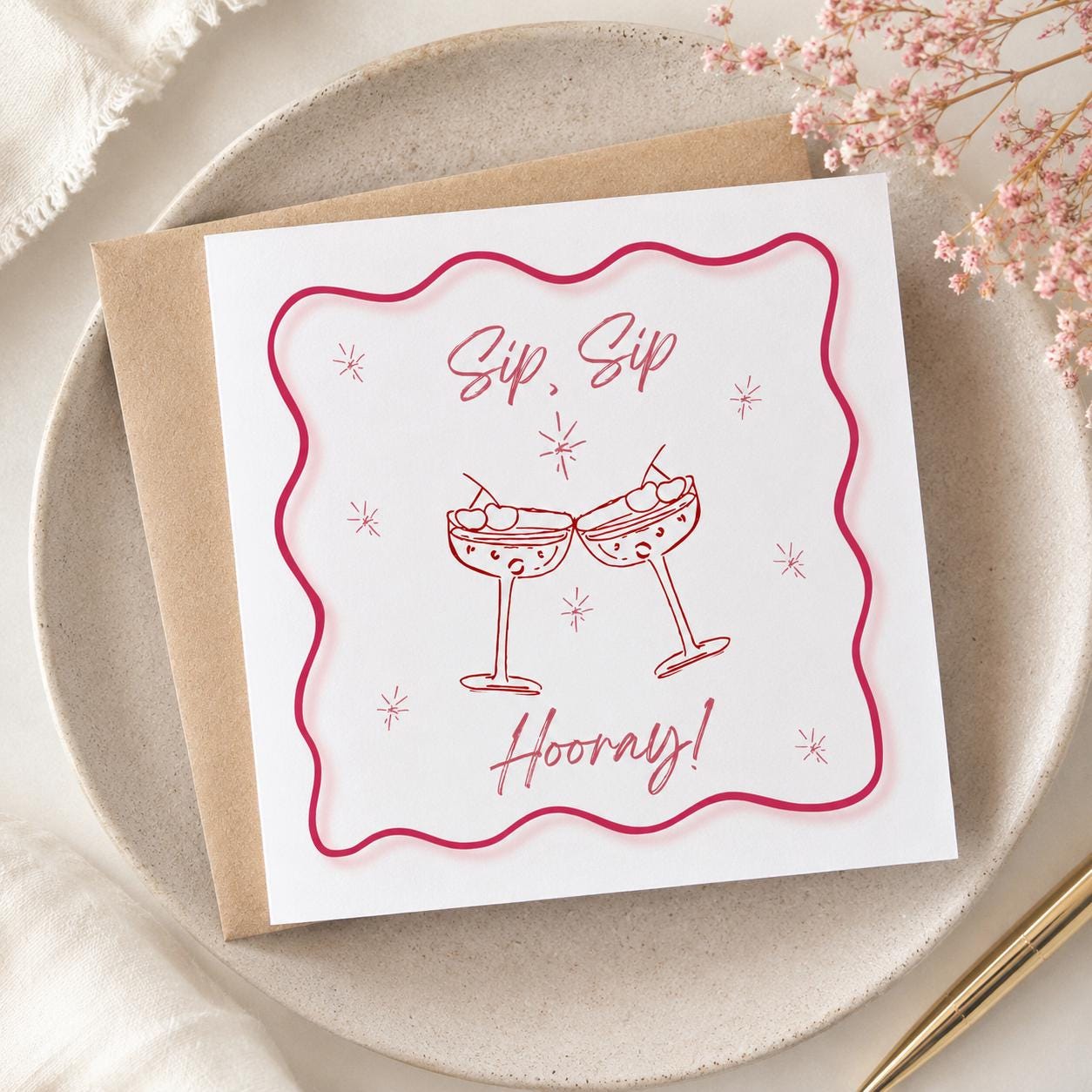 Sip Sip Hooray Birthday Card