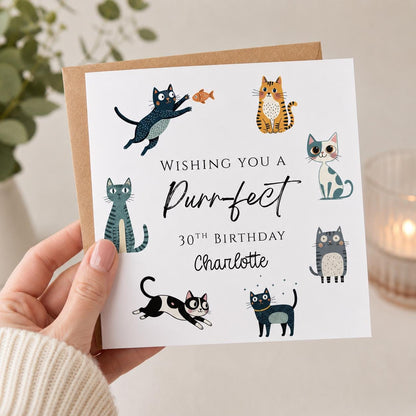 Personalised Cat Birthday Card