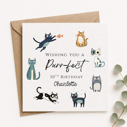Personalised Cat Birthday Card