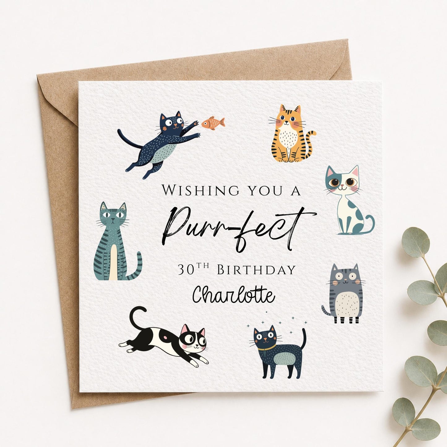 Personalised Cat Birthday Card