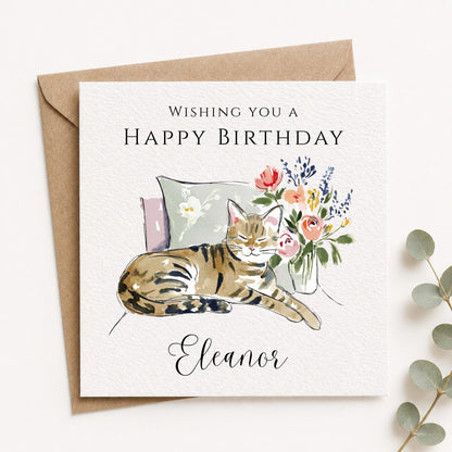 Personalised Cat Foiled Birthday Card