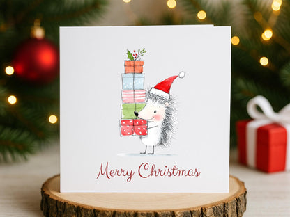 Handmade Christmas Cards set: Whimsical Festive Hedgehogs Designs Pack of 6 Seasons Greetings