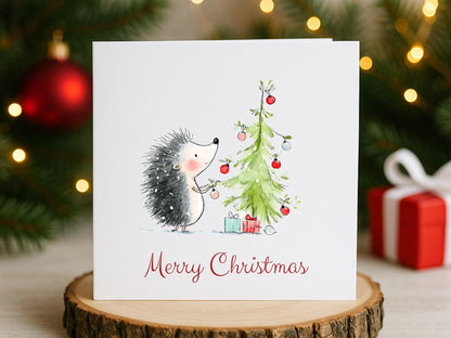 Handmade Christmas Cards set: Whimsical Festive Hedgehogs Designs Pack of 6 Seasons Greetings