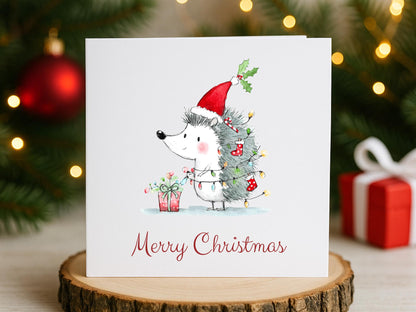 Handmade Christmas Cards set: Whimsical Festive Hedgehogs Designs Pack of 6 Seasons Greetings